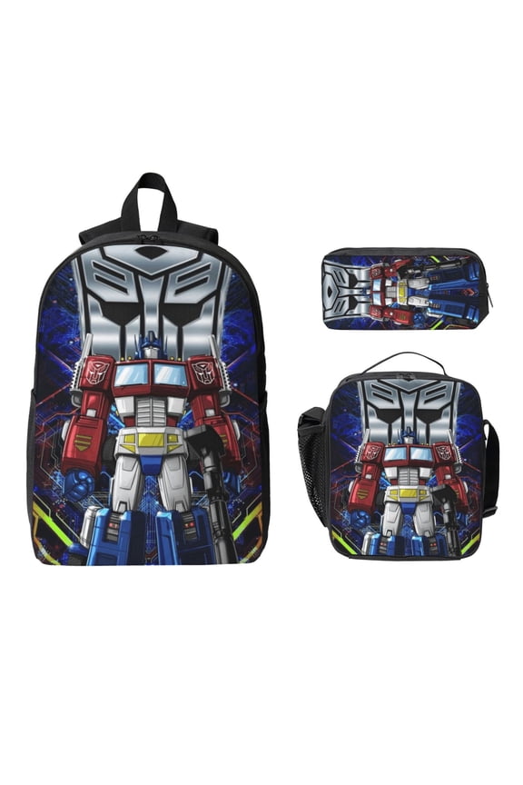 3PCS High Capacity Bookbag Transformers Backpack Set Daypack Outdoor Knapsack with Lunch Bag Pencil Case