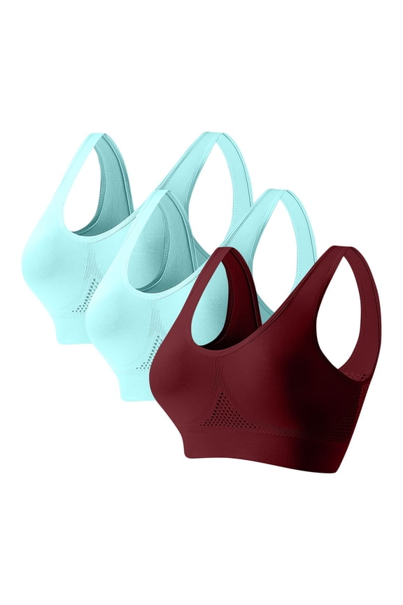 3PCS High Impact Sports Bras for Women,Racerback Running Seamless Sports Bra Wirefree Yoga Bra With Removable Pads