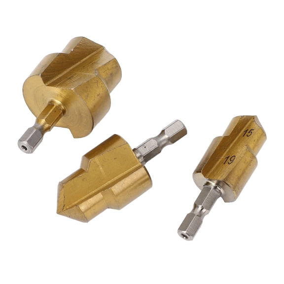 3PCS High Speed Steel PPR Lifting Drill Bits 1/4 Inch Hex Shank Pipe Reamer Water Tube Expansion Hole Opener Bit Set 15-19mm / 0.59-0.75 in, 18-24mm / 0.71-0.94 in, 24-31mm / 0.94-1.22 in