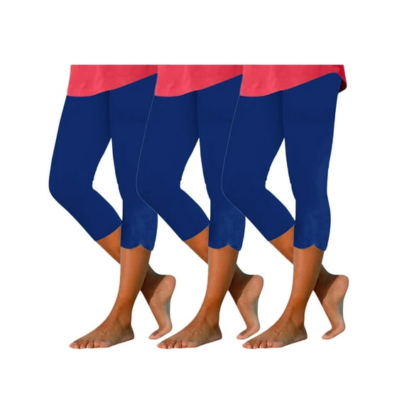 3PCS High Waisted Capri Pants For Women Solid Fitting Yoga Gym Pants Elastic Waist Breathable Trousers Comfy