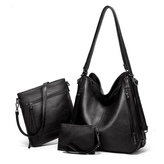 3PCS Hobo Crossbody Bags Set for Women,Purses,Shoulder Handbags,3 in 1 Convertible Backpack for Ladies Shoulder Bags Satchel Bags,PU Leather,with Wallet Adjustable Straps for Ladies Tote