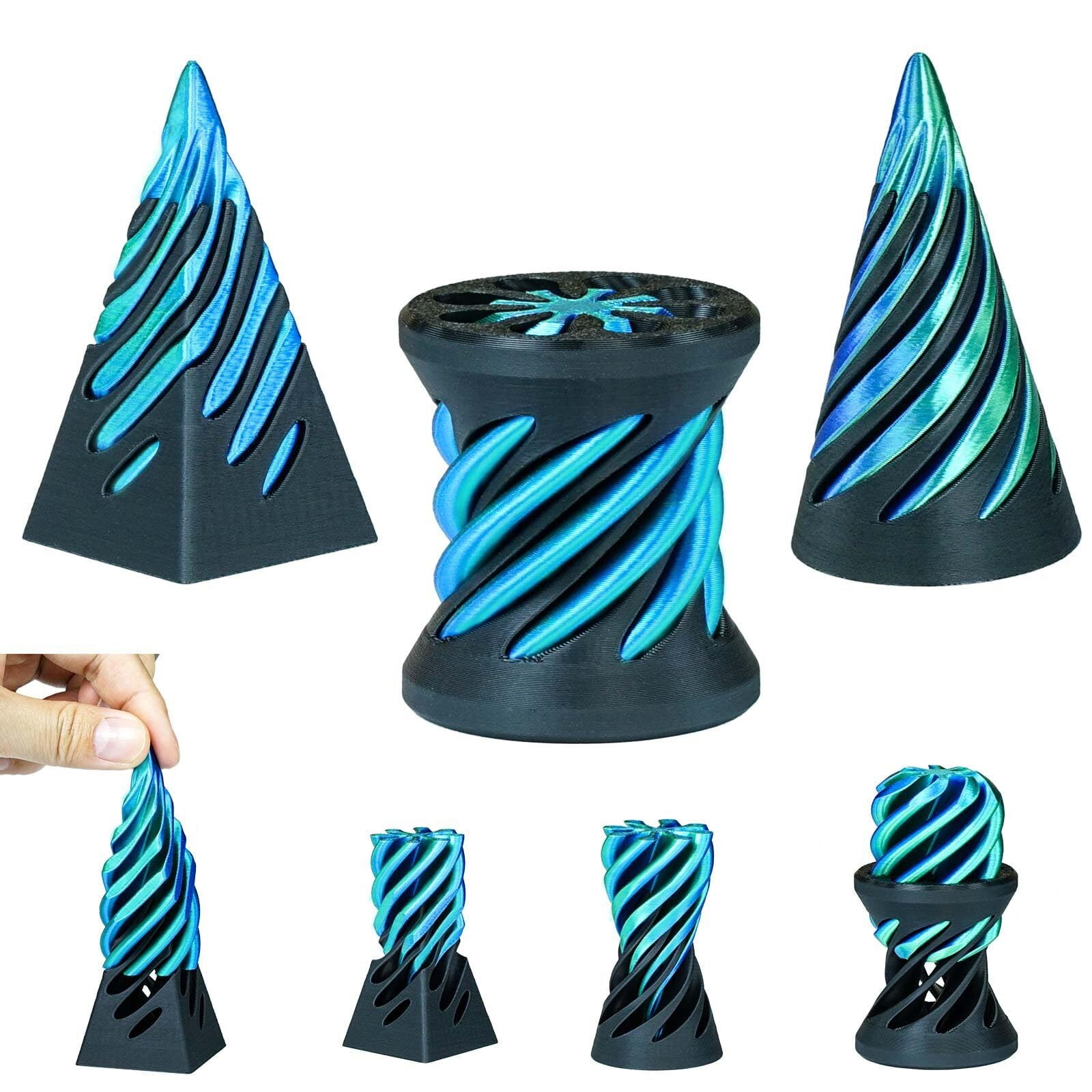 3PCS Impossible Cone,3D Printed Spiral Cone Fidget Impossible Pyramid Passthrough Sculpture,Stress Relieving Stocking Filler White Elephant Gifts