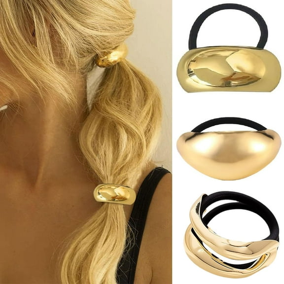 3PCS Irregular Geometric Hair Tie,Metal Hair Ties, Ponytail Holder Accessory for Women