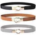 thumbnail image 1 of 3PCS JASGOOD Women Elastic Skinny Belt for Dresses Jeans Pants Ladies Thin Belts, 1 of 10