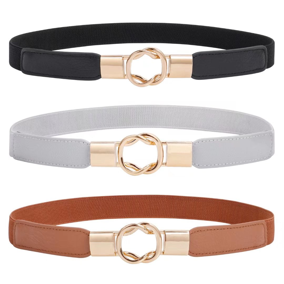3PCS JASGOOD Women Elastic Skinny Belt for Dresses Jeans Pants Ladies