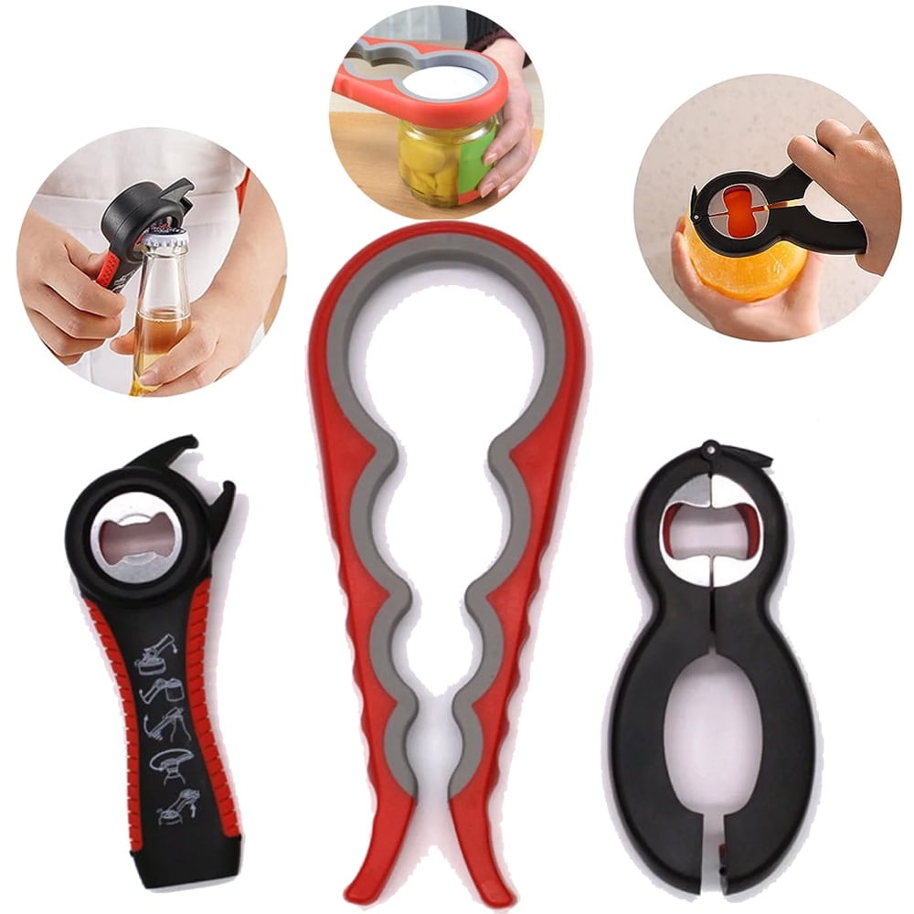 3PCS Jar Opener Bottle Opener for Weak Hands, 5 in 1 Multi Function