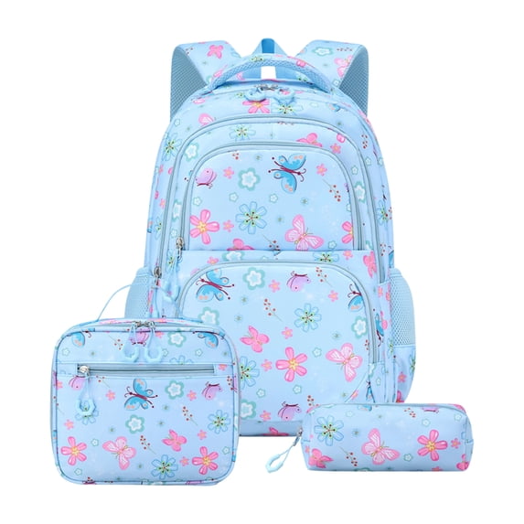 3PCS Kids Backpack for School Girls with Lunch Box & Pencil Case | Waterproof Girls Backpack, Lightweight School Bookbag for Elementary School Students Teens