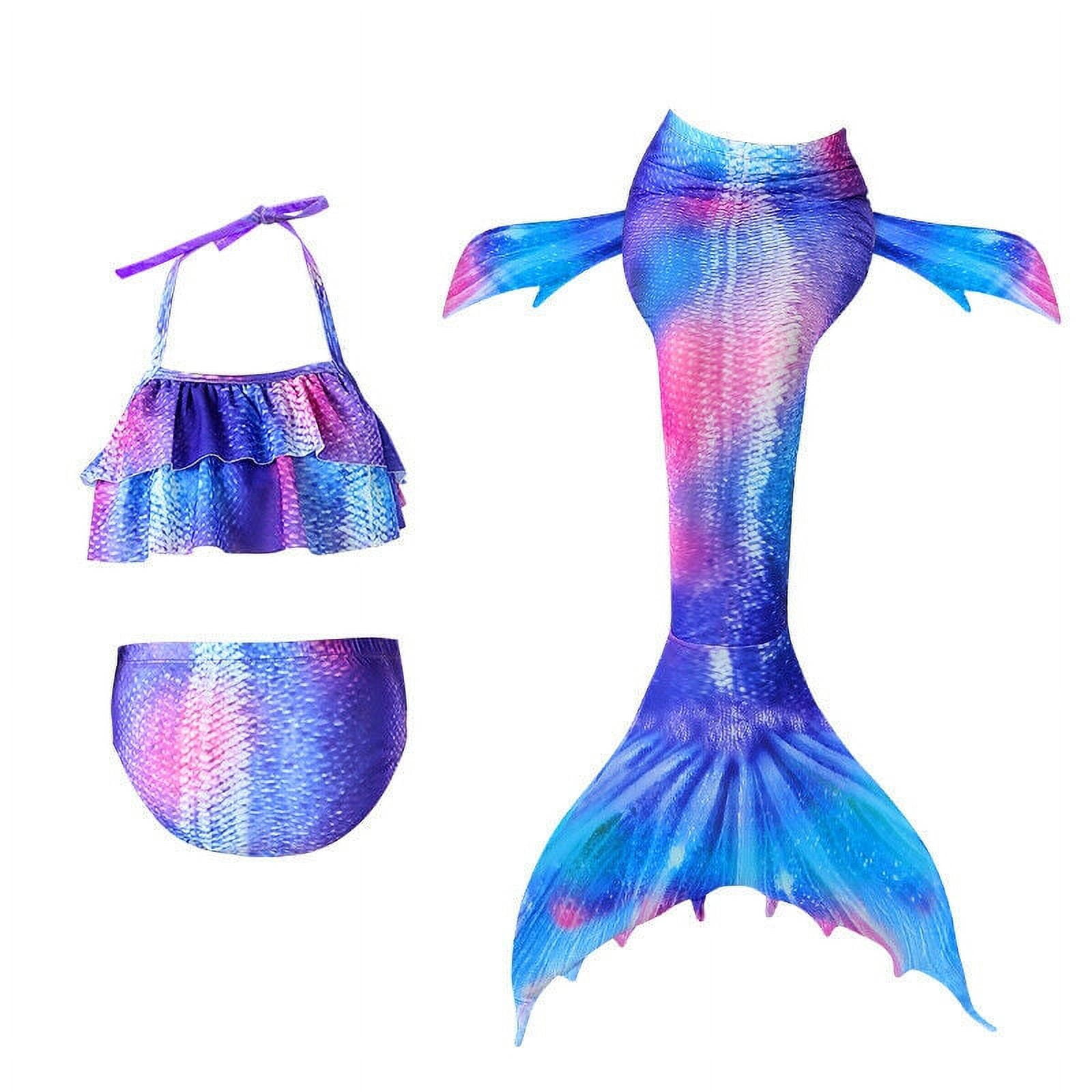 3PCS Kids Girls Mermaid Tail Swimmable Swimming Bikini Swimear Swimsuit ...