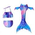 thumbnail image 1 of 3PCS Kids Girls Mermaid Tail Swimmable Swimming Bikini Swimear Swimsuit Costumes,6-8 years,Purple, 1 of 3