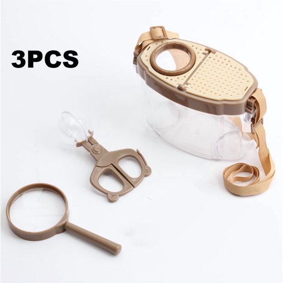 3PCS Kids Insect Exploration Kit, 5.9" Insect Observation Box with Magnifying Glass and Bug Tongs, Nature Adventure Science Toys for Children Outdoor Exploration