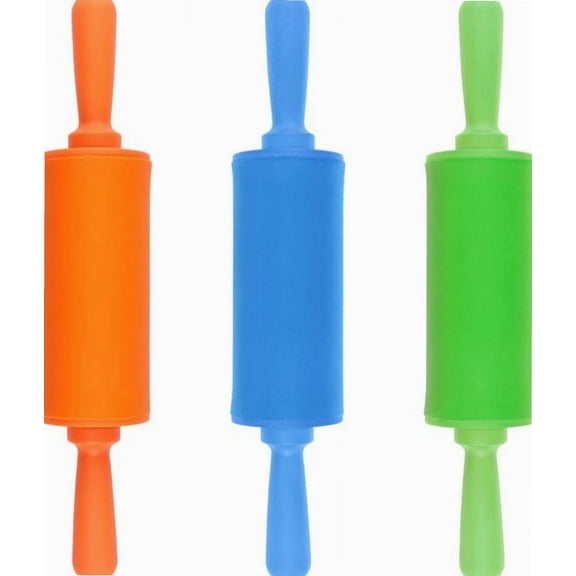 3PCS Kids Rolling Pin, 8.9 inch Plastic Dough Roller Mini Rolling Pin Non-stick Rolling Pins for Home Kitchen Fondant Pastry Baking (Random Color)