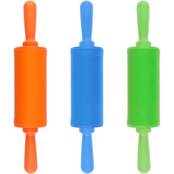 3PCS Kids Rolling Pin, 8.9 inch Plastic Dough Roller Mini Rolling Pin Non-stick Rolling Pins for Home Kitchen Fondant Pastry Baking (Random Color)