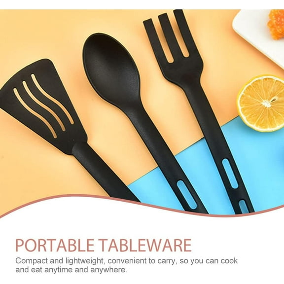 3PCS Kitchen Cooking Tools, Mini Nylon Kitchen Utensils Set, Reusable Plastic of Tableware Silicone Dinnerware, Children's Dinner Tools, Spatula, Spoon And Fork