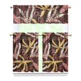 thumbnail image 1 of 3PCS Kitchen Curtains Set, 27.5x36in Polyester Tier and Valance with Hawaii Botanical Tropical Leaf and Flower Print, Drapes for Bathroom or Café, 1 of 6