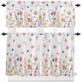 thumbnail image 1 of 3PCS Kitchen Curtains Valance and Tiers Set Semi Sheer Kitchen Curtain Valance Window Spring Watercolor Flowers Leaves Tier & Valance Set Rod Pocket Valance Curtains, 54"x18"/27.5"x36"x2, 1 of 6