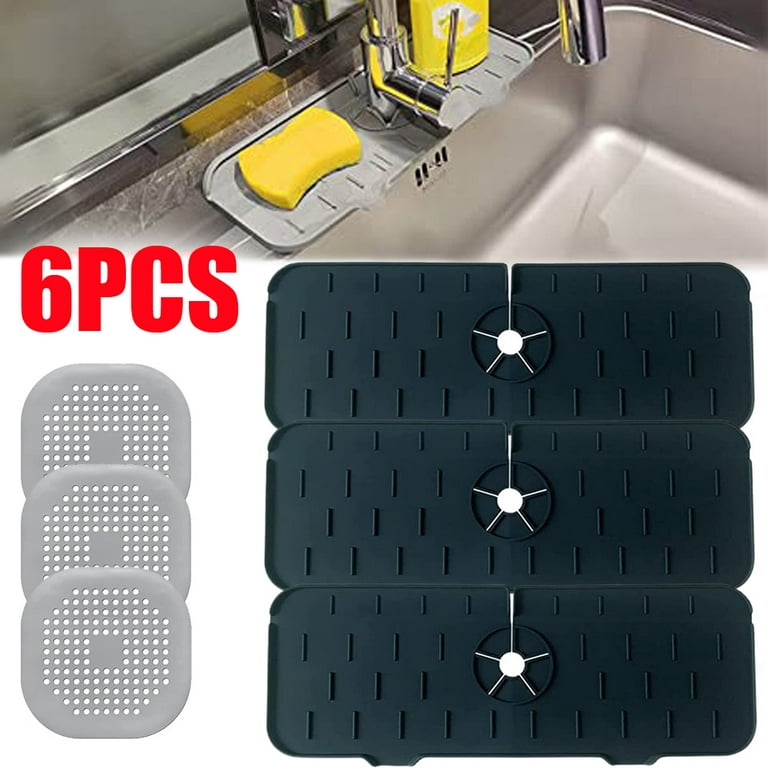 Splash Guard for Kitchen Sink, Silicone TPE Faucet Guard Mat Drain Drying  Pad, Bathroom Sink Faucet Mat, Sink Faucet Splash Catcher, Splash Guard Mat