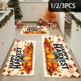 thumbnail image 1 of 3PCS Kitchen Mat set, Welcome Door Flannel Rug,Home Decor for Front Door,Kitchen, Bathroom, Happy Harvest Pumpkin Leaves Pattern ,Great gift for Family and Friends., 1 of 9