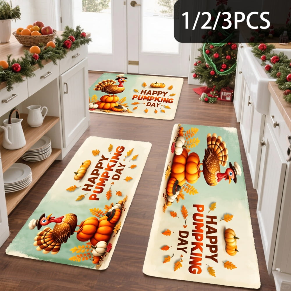 3PCS Kitchen Mat set,Welcome Door Flannel Rug,Home Decor for Front Door ...