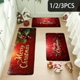 thumbnail image 1 of 3PCS Kitchen Mat set, Welcome Door Flannel Rug,Home Decor for Front Door,Kitchen, Bathroom, Merry Christmas Red Background With Holly And Snowflake Pattern ,Great, 1 of 9