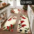 thumbnail image 1 of 3PCS Kitchen Mat set, Welcome Door Flannel Rug,Home Decor for Front Door,Kitchen, Bathroom, Red Cardinals Holly Berries Christmas Theme Pattern ,Great Thanksgiving Day, 1 of 9