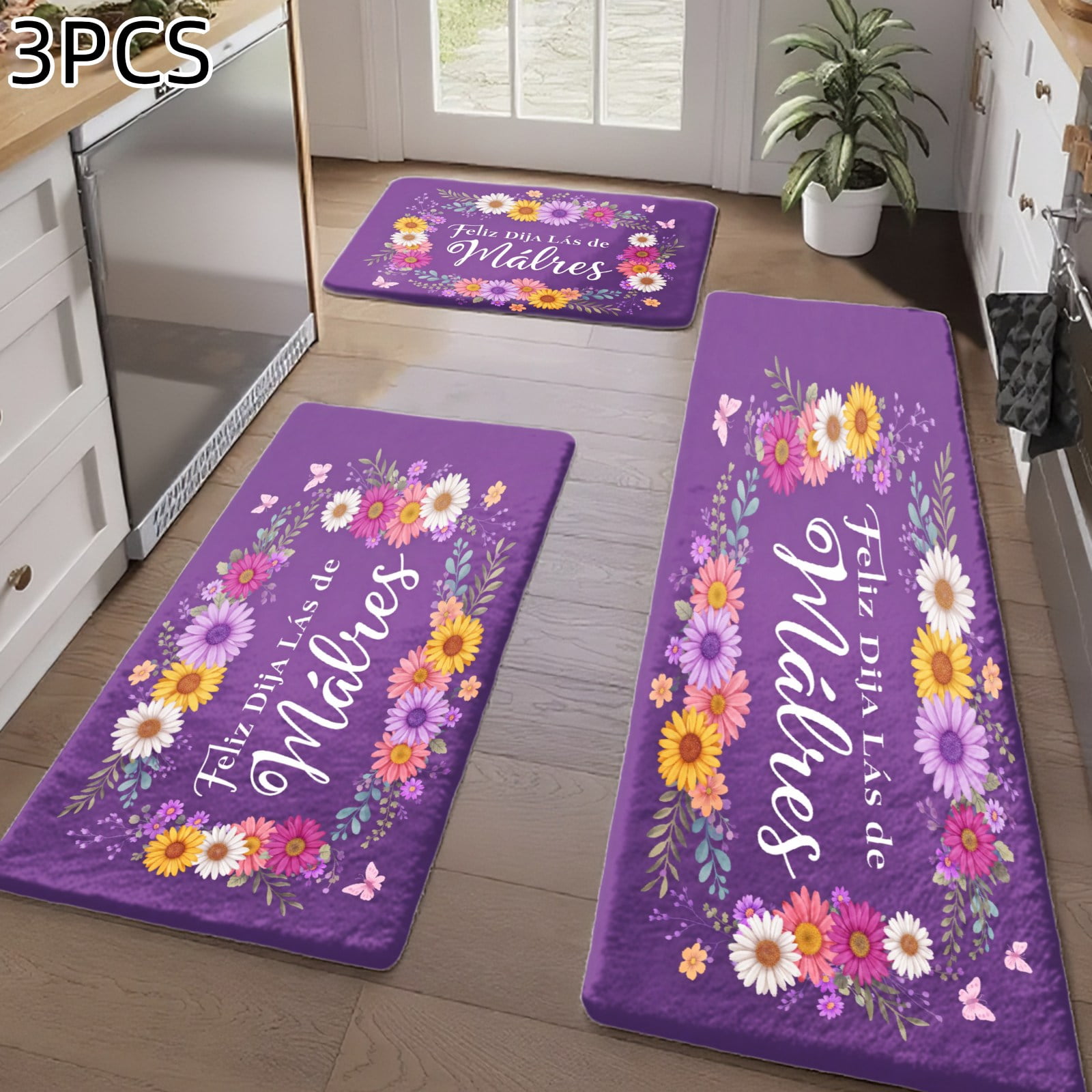 3PCS Kitchen Rugs, Welcome Door Mat set, Home Decoration for Front Door ...