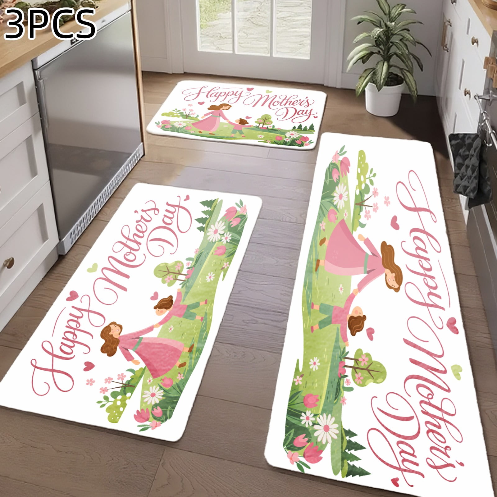 3PCS Kitchen Rugs, Welcome Door Mat set, Home Decoration for Front Door ...