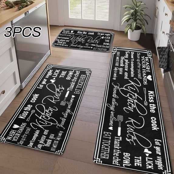 3PCS Kitchen Rugs, Welcome Door Mat set, Home Decoration for Front Door ...