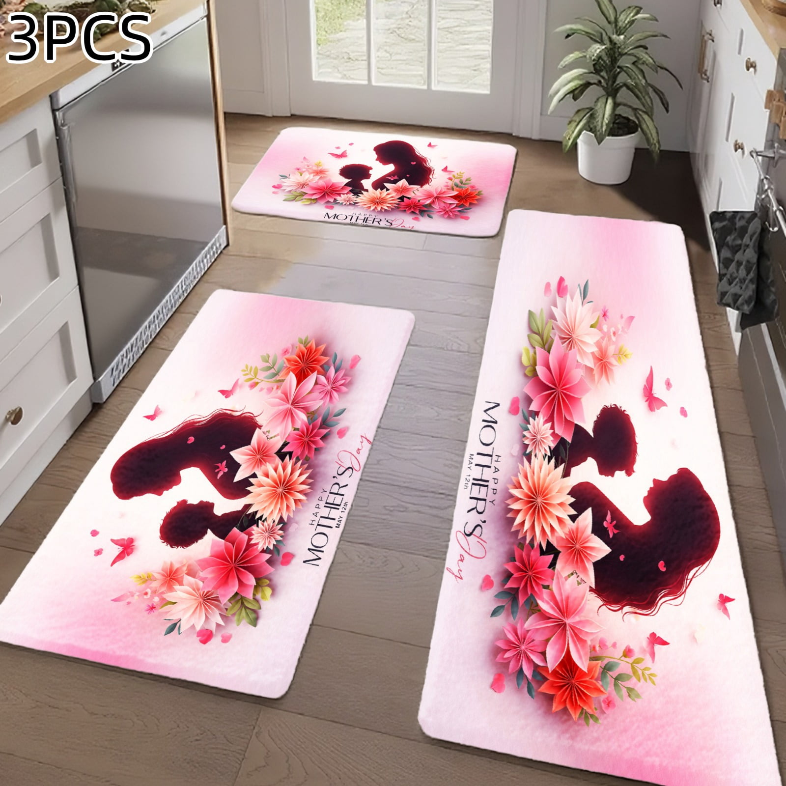 3PCS Kitchen Rugs, Welcome Door Mat set, Home Decoration for Front Door ...