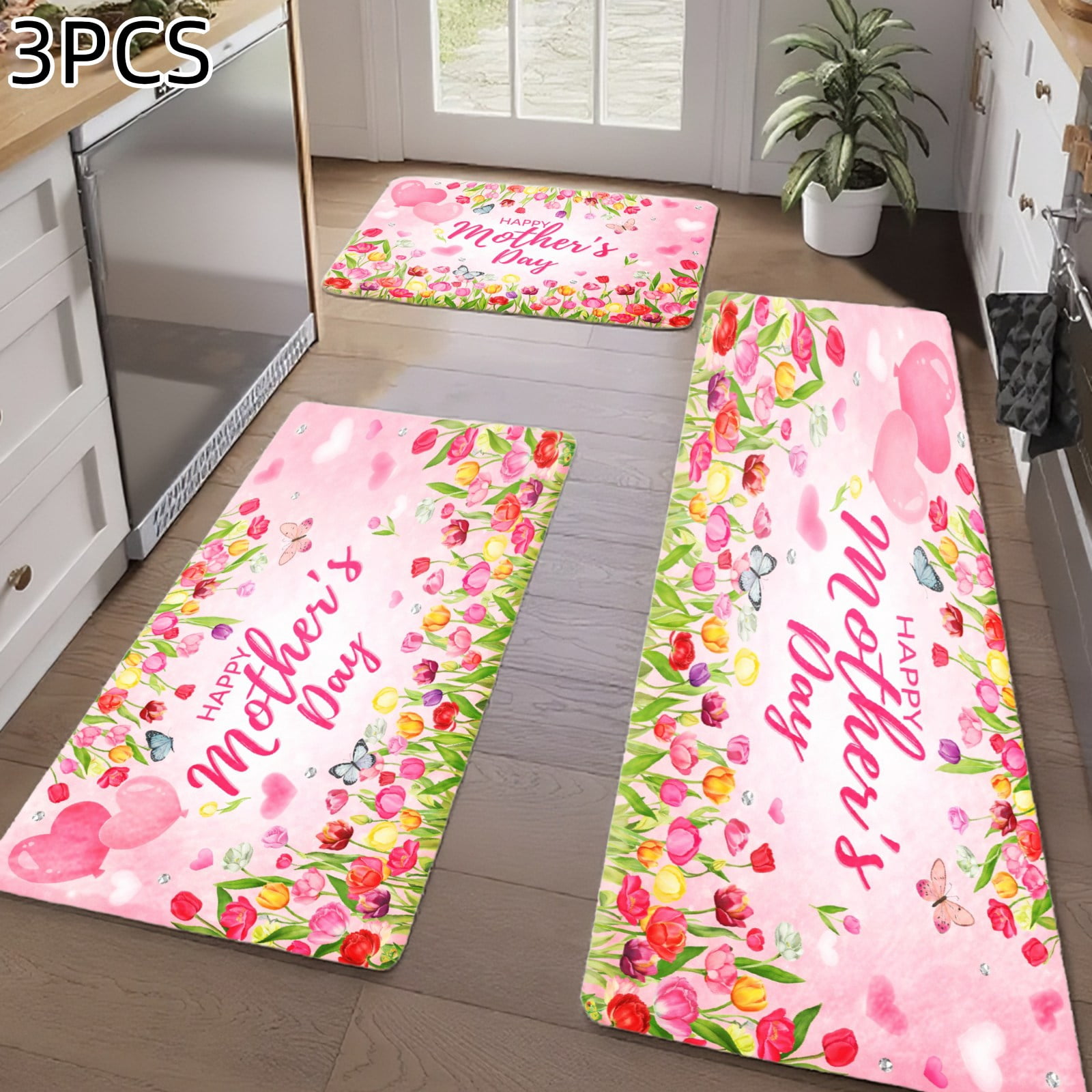 3PCS Kitchen Rugs, Welcome Door Mat set, Home Decoration for Front Door ...