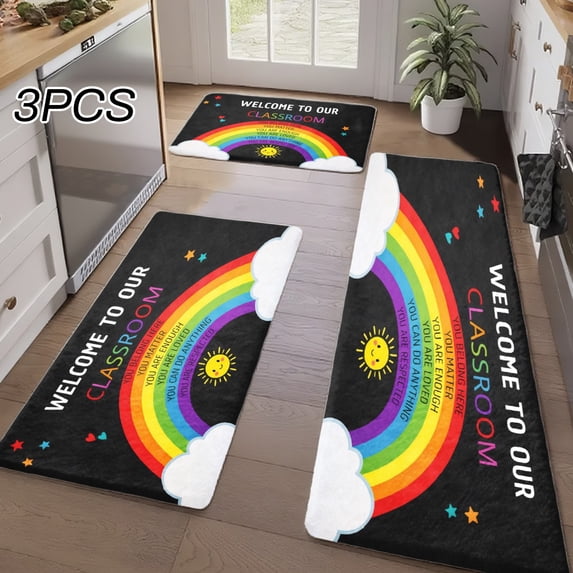 3PCS Kitchen Rugs, Welcome Door Mat set, Home Decoration for Front Door ...