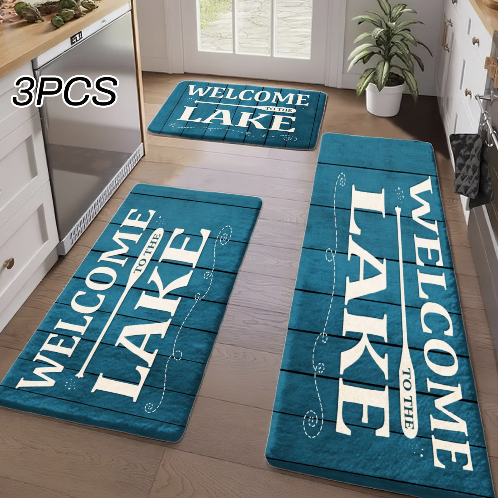 3PCS Kitchen Rugs, Welcome Door Mat set, Home Decoration for Front Door ...