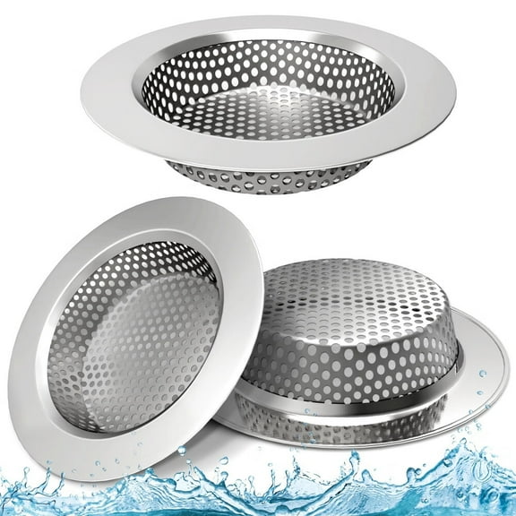 3PCS Kitchen Sink Drain Strainer,4.4 Inch Stainless Steel Sink Drain Strainer for Basin Floor Drain,Mesh Basket Food Catcher for Kitchen,Heavy Duty Drain Filter for Laundry Bathroom