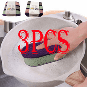 3PCS Kitchen Sponges and Scrubbers for Household Double-sided, Thickened Absorbent No Scratch Scrub Dishes Sponge, Cleaning Sponges for Dishes, Kitchenware, Cleans Fast and Well, Save Space (A)