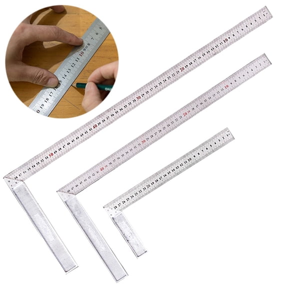 3PCS L Shape Angle Square Ruler Stainless Steel Ruler 30 50 60cm for Woodworking