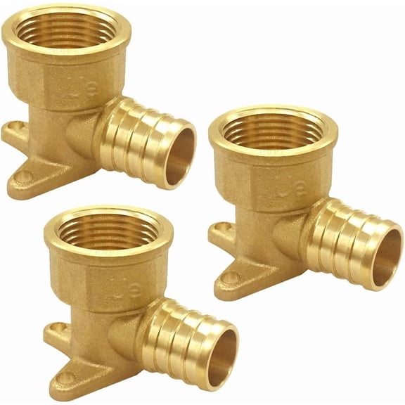 3PCS LF Brass 1/2 Inch PEX Barb to 1/2 NPT Female with Drop Ear 90 Degree Elbow Coupling Pipe Crimp Fitting