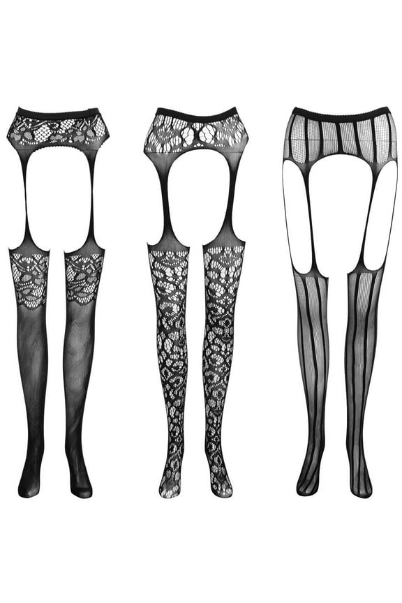 3PCS Lace Stockings Simple Anti-slip Garter Belt Stockings Thigh High Stockings for Women