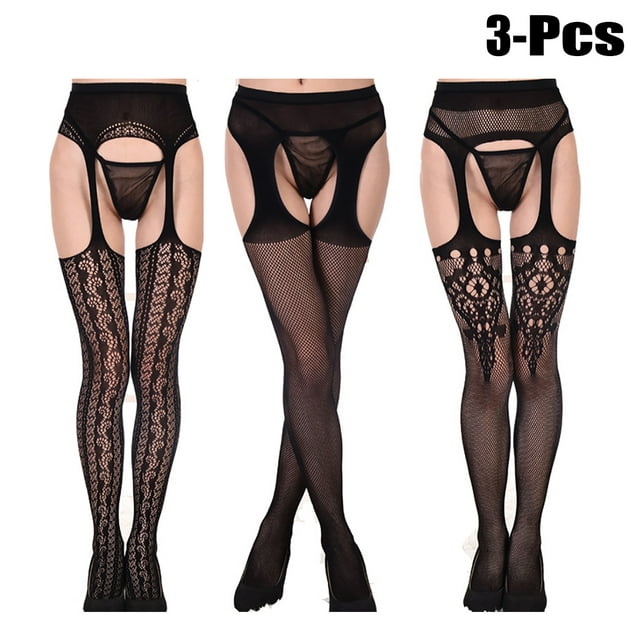 3PCS Lace Stockings Simple Sexy Anti-slip Garter Belt Stockings Thigh High Stockings for Women