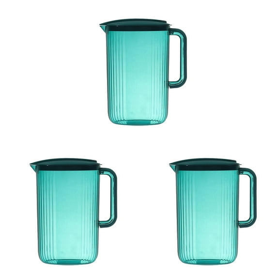 3PCS Large Capacity Plastic Cold Water Pitcher, Pitcher with Lid, Lemonade Jug, Plastic Pitchers with Lid Stylish Design, for Tea,Coffee,Mlike and Homemade Drinks