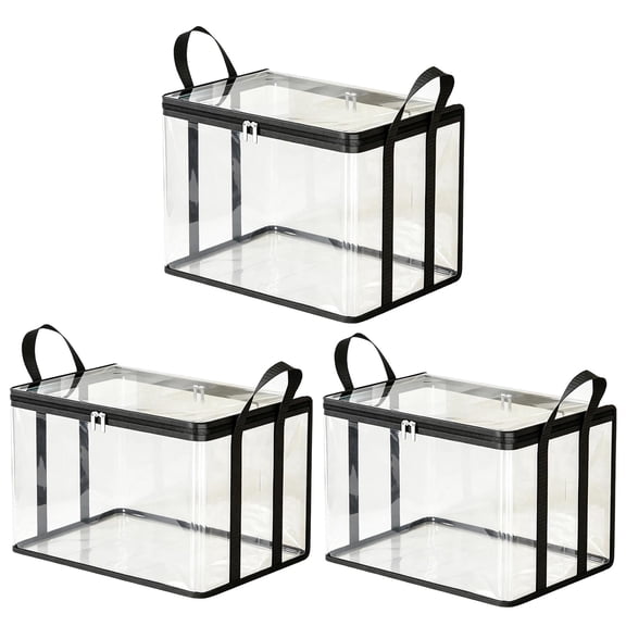 3PCS Large Clear Plastic Storage Container with Lid, Thickened Heavy-Duty Dust-Proof Organizing Bin for Clothes Storage, Moving, and Closet Organization