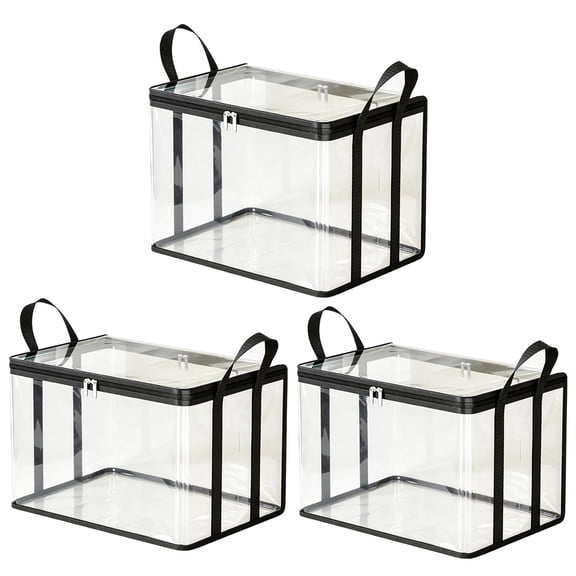 3PCS Large Clear Plastic Storage Container with Lid, Thickened Heavy-Duty Dust-Proof Organizing Bin for Clothes Storage, Moving, and Closet Organization
