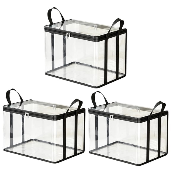 Large Clear Plastic Storage Container with Lid, Thickened Heavy-Duty Dust-Proof Organizing Bin for Clothes Storage, Moving, and Closet Organization (3PCS )