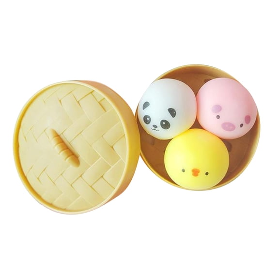 3PCS Large Dumpling Squishy Stress Balls – Soft Steamed Bun Fidget Toys for Anxiety Relief, Birthday & Christmas Gifts, White Elephant Gifts Under 10