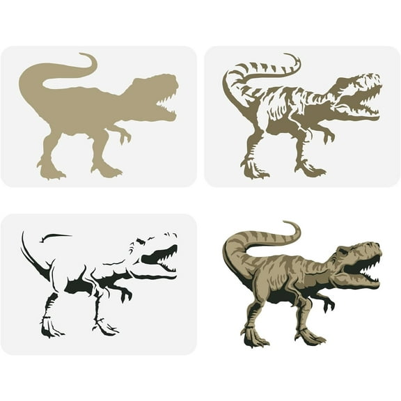 3PCS Layered Dinosaur Stencils for Painting 11.7x8.3inch Large Dinosaur Stencils Plastic PET Tyrannosaurus Rex Stencil Animal Theme Template for DIY Crafts Home Wall Floor Decor Mixed Color