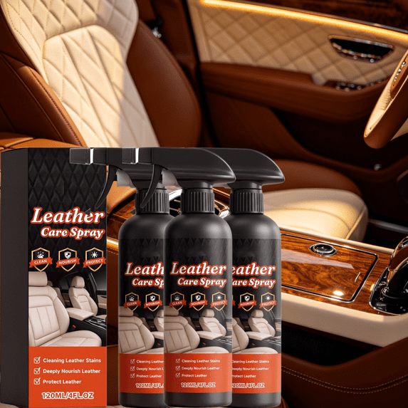 3PCS Leather Cleaner and Conditioner Spray - Car Cleaner and Conditioner, Safely Cleans & Conditions Leather Car Interiors, Furniture, Shoes, Boots, Bags, Apparel & More