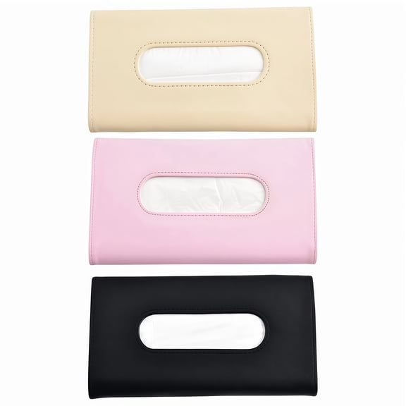 3PCS Leather Multifunctional Backseat Tissue Box Organizer Holder