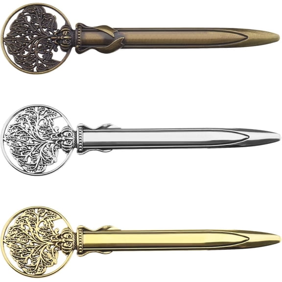 3PCS Letter Opener Retro Exquisite Envelope Slitter Tree of Life Mail Opener for Opening Letters Mail Packages 12.8cm Zinc Alloy (1 Silver & 1 Gold & 1 Bronze)