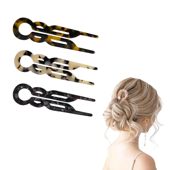 3PCS Lialys Hair Pin, New Hair Accessories,Prestige Hair Pin, Elegant Hair Clips for Women, Suitable for All Hair Types (BlackBrown-F-3PCS)