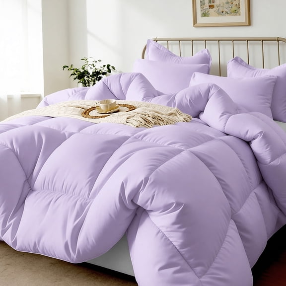 3PCS Light Purple Comforter Set, Soft Quilted Bedding with 2 Pillow Shams, All Season Suit.(Queen)