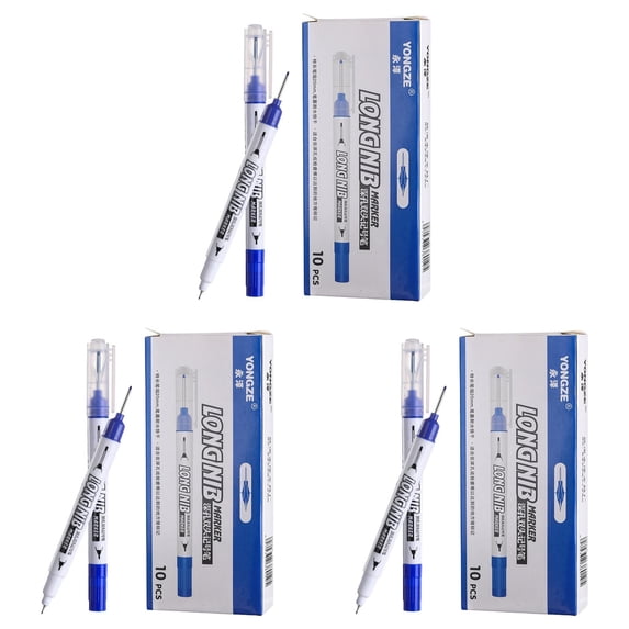 3PCS Long Head Deep Hole Marker Pens,20Mm Long Nib Marker,Longs Nose Markers,Waterproof Construction Markers Marking Tool,Permanent Markers Carpenter Ink Marker Pens,Metal Marking Pens,Blue