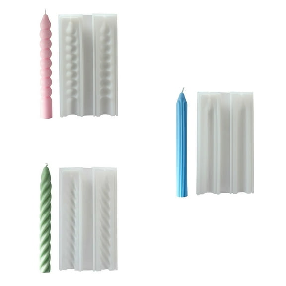 3PCS Long Twisted Silicone Candle Molds, 3D Pillar Candle Molds for Aromatherapy Candle Soap Wax Making, Unique Rod Resin Molds Silicone, DIY Epoxy Casting Clay Craft Candle Decoration Ornament Mold